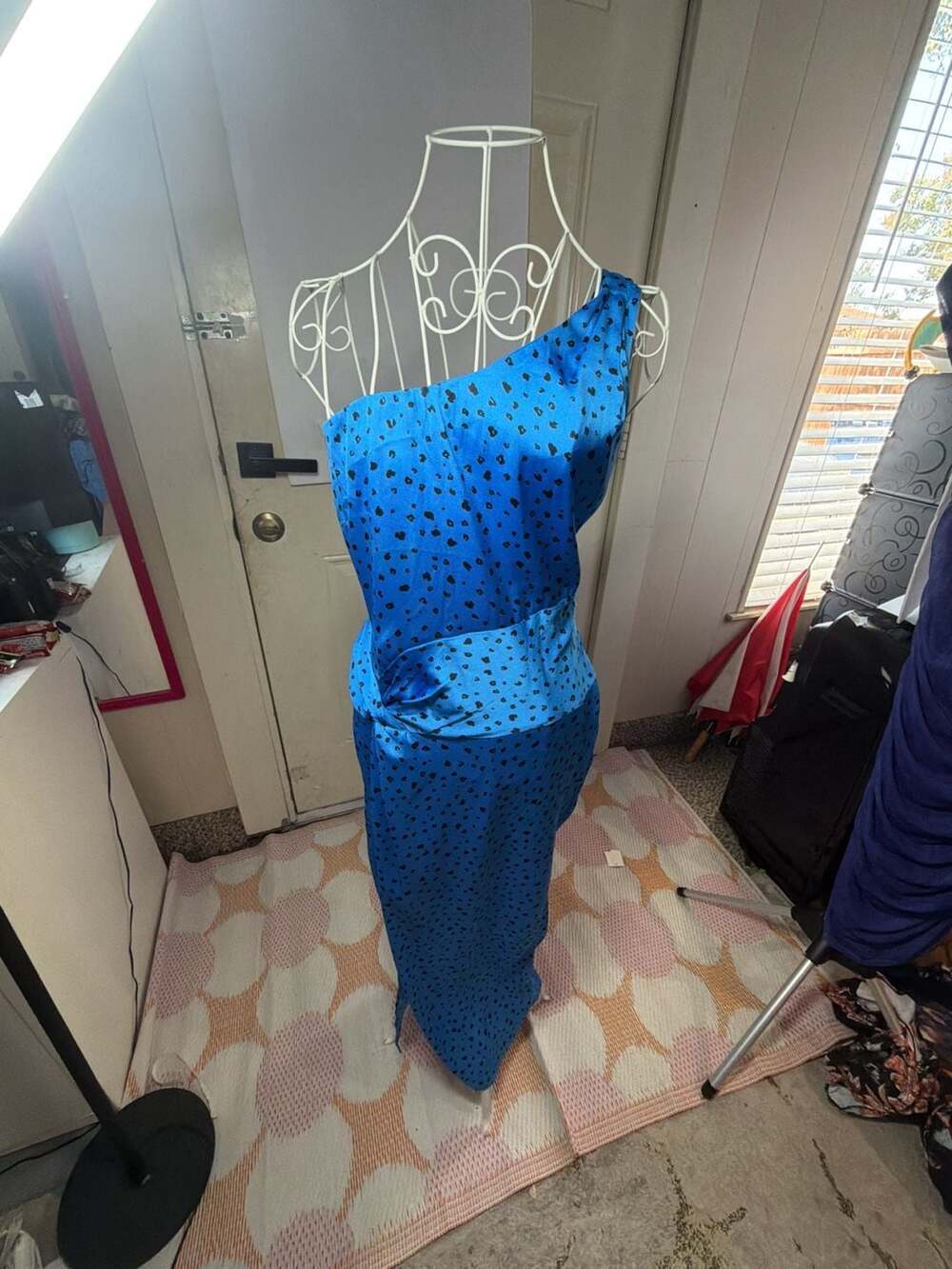 Heartloom Robin Dress One Shoulder Animal Print Blue L